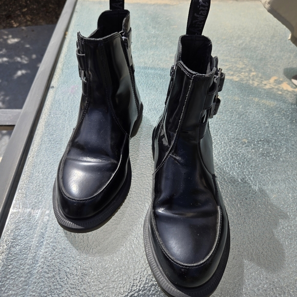 Dr. Martens Flora II Sz US 6 AirWair Heel Smooth Leather Buckle Chelsea Zipper - Picture 6 of 16